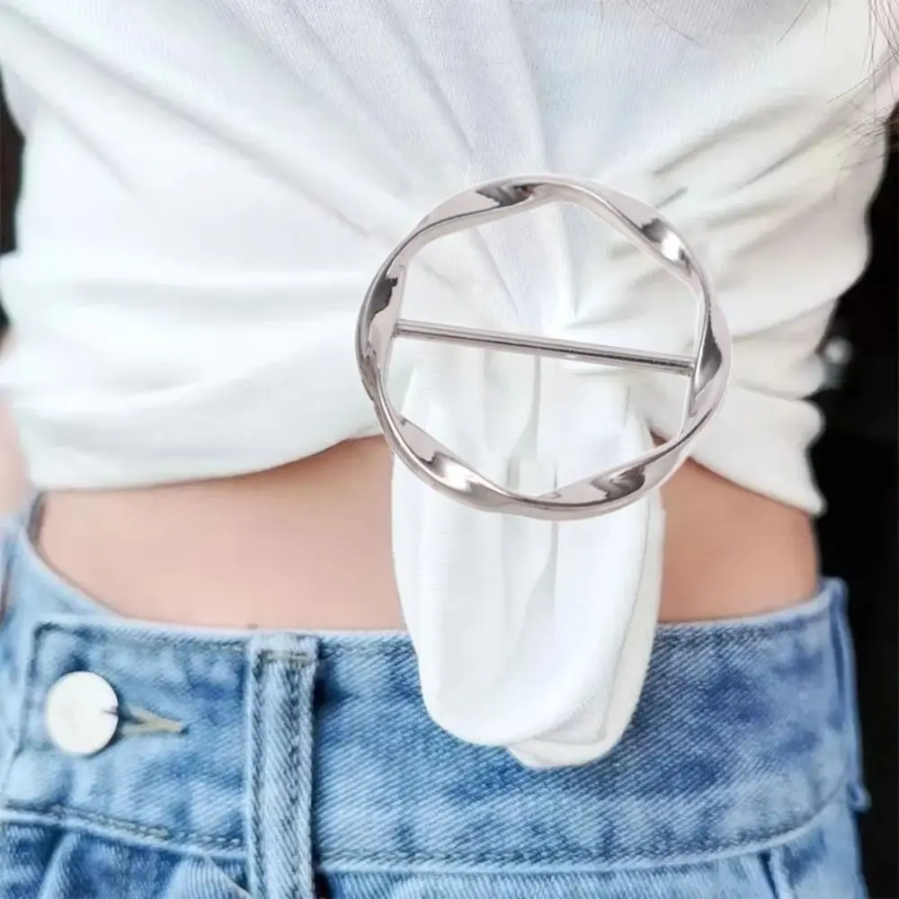 دبابيس خصر دائرية بحافة دائرية ، حجاب معدني بسيط ، مشبك حلقة وشاح حريري ، إكسسوارات مجوهرات ، موضة