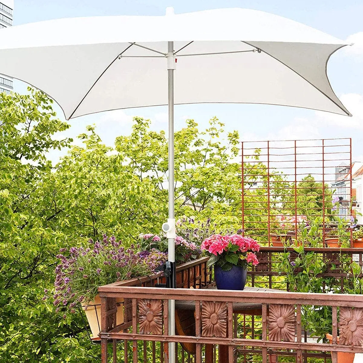 Professional Patio Umbrella Clamp for 28Mm 32Mm 35Mm Poles Heavy Duty Metal Deck Balcony Beach Courtyard Outdoor Table Mount Up