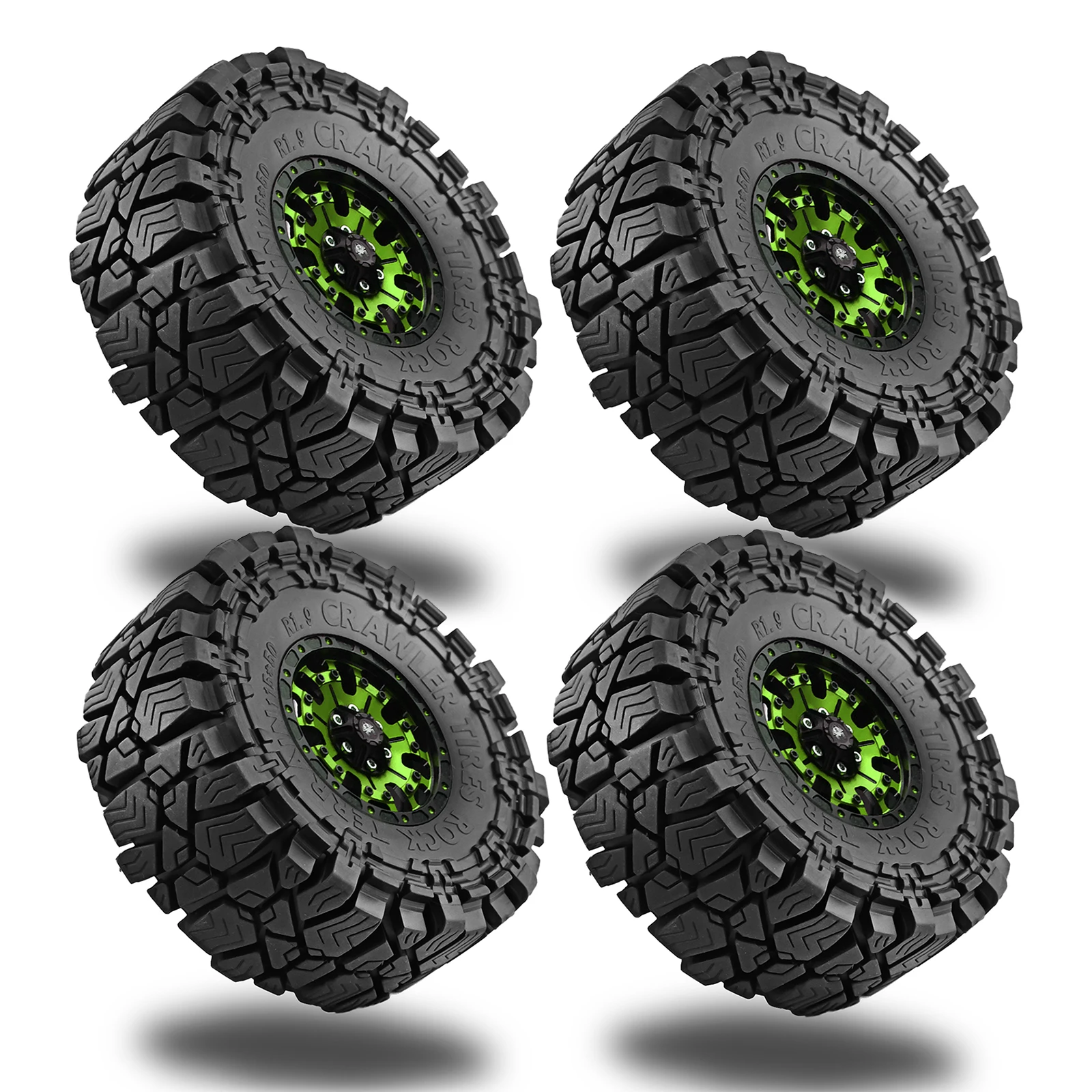 RED SPIDER 4Pcs 1.9 Inch RC Metal Wheel & Rubber Tire Set Foam Inserts Replacement Parts For 1/10 RC Crawler Truck TRX4 SCX10