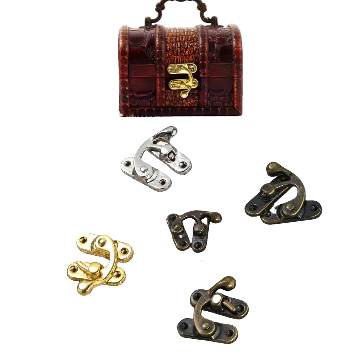 12 Stück Holzkiste Knebelriegel Haspe Haken Schloss Verschluss für Schmuck Brust Geschenk Weinkiste Ledertasche Handtasche Koffer mit Schraube