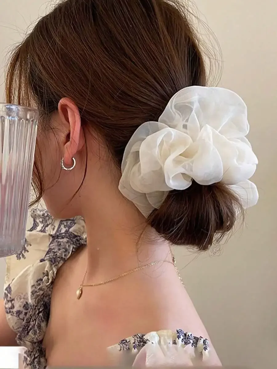 

Oversized Chiffon Scrunchies Hair Ties, Fluffy Elastic Hair Bands for Women