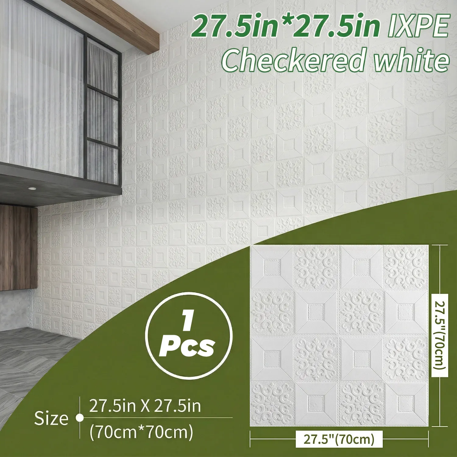 

White 3D Textured Wall Panels 1-10 Packs IXPE Self Adhesive Wall Decor 27.5" for Bedroom Living Room TV Wall Home Decoration