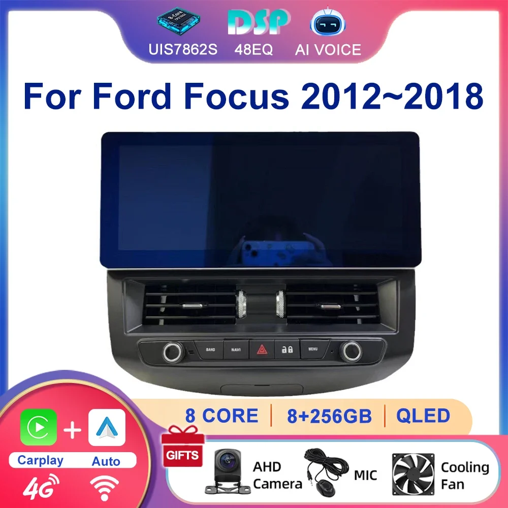 12.3 Inch 2 Din 4G GPS Navigation Audio System Android Multimedia Touch Screen Car Radio Stereo Player For Ford Focus 2012~2018