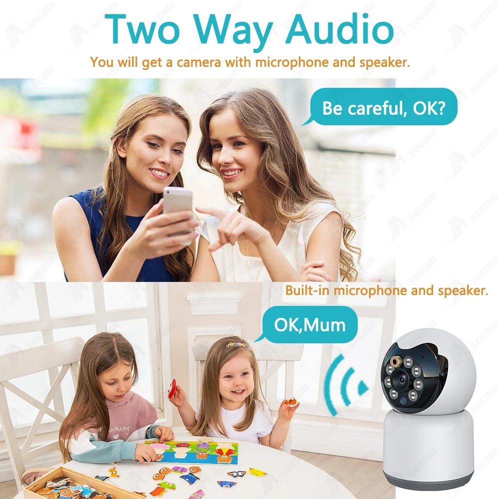 Imagem -02 - Mini Tuya Wifi Survalance Câmera Visão Noturna Colorida Home Video Indoor Proteção de Segurança Auto Tracking Baby Monitor 5mp