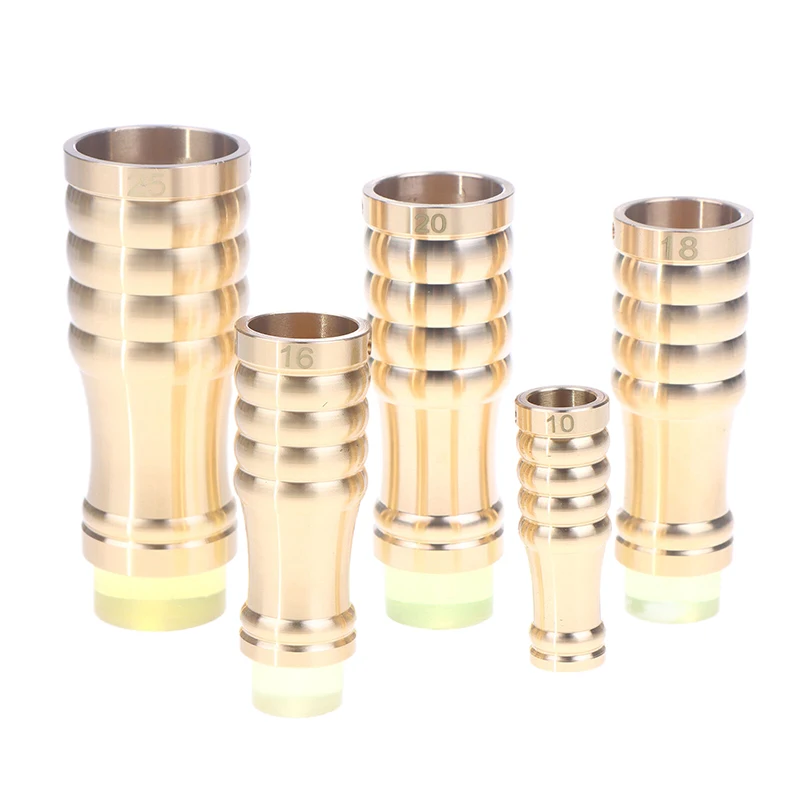 Paquete de 1 punta de bastón de latón acoplada con almohadilla de goma mejorada de agarre para caña de senderismo, revisión de patas de silla, 10/16/18/20/25