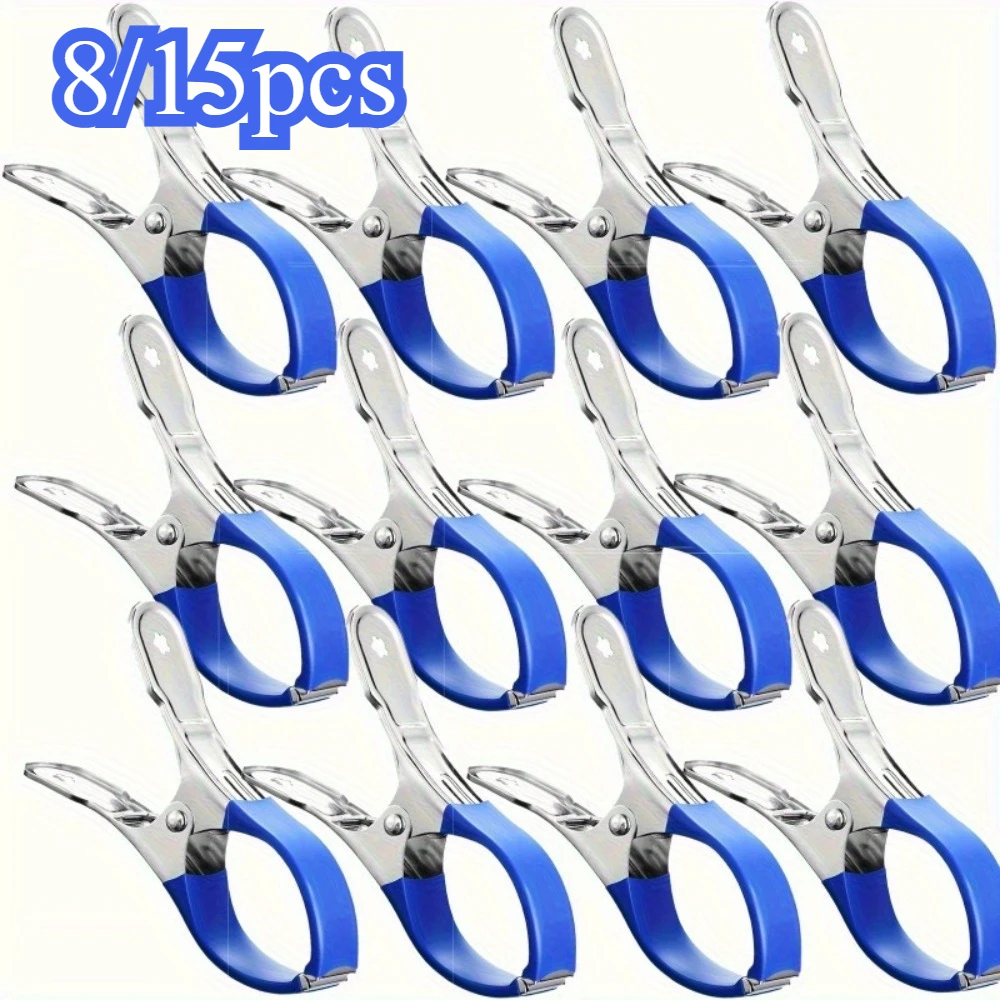 

8/15 Stainless Steel Swimming Pool Cover Clips, Heavy-duty Windproof Spring Clips, Suitable for Safe Ground Swimming Pool Covers