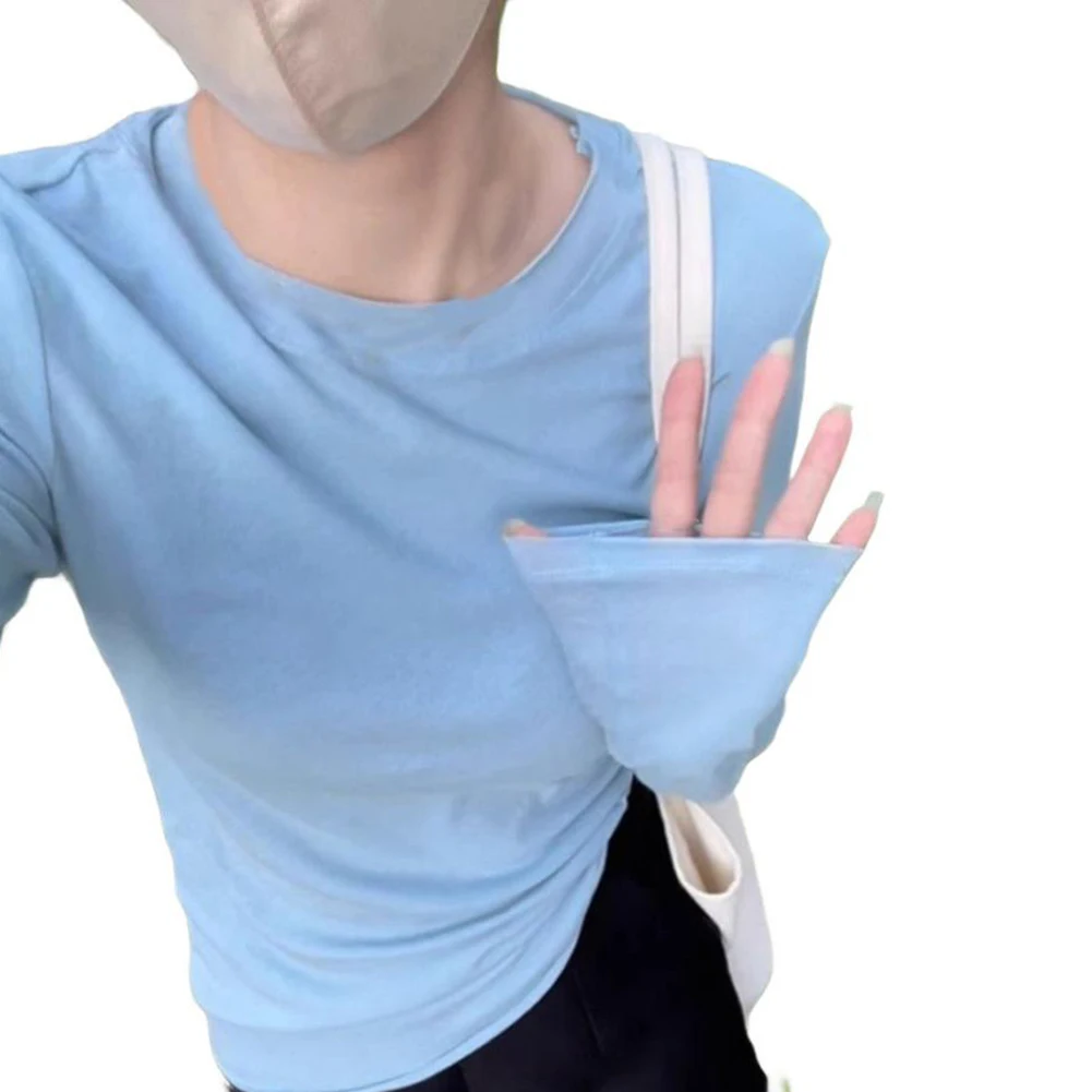 

Women Casual Long Sleeve Lightweight Thin T-Shirt Round Neck Base Layer Top