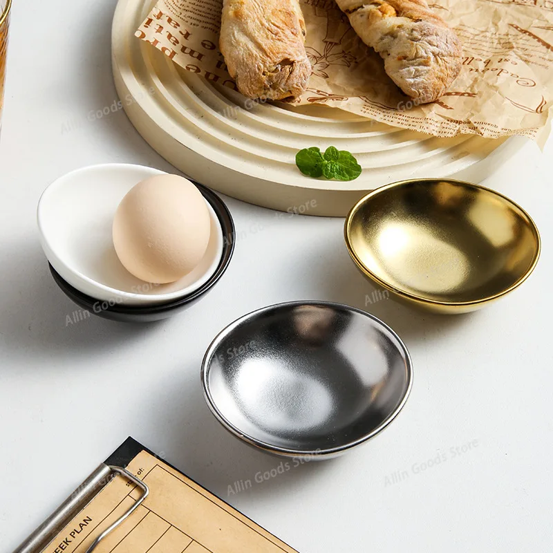 4Pcs ingot bowl egg-shaped ceramic food plate soy sauce vinegar taste small vegetable plate hot pot dipped in water seasoning