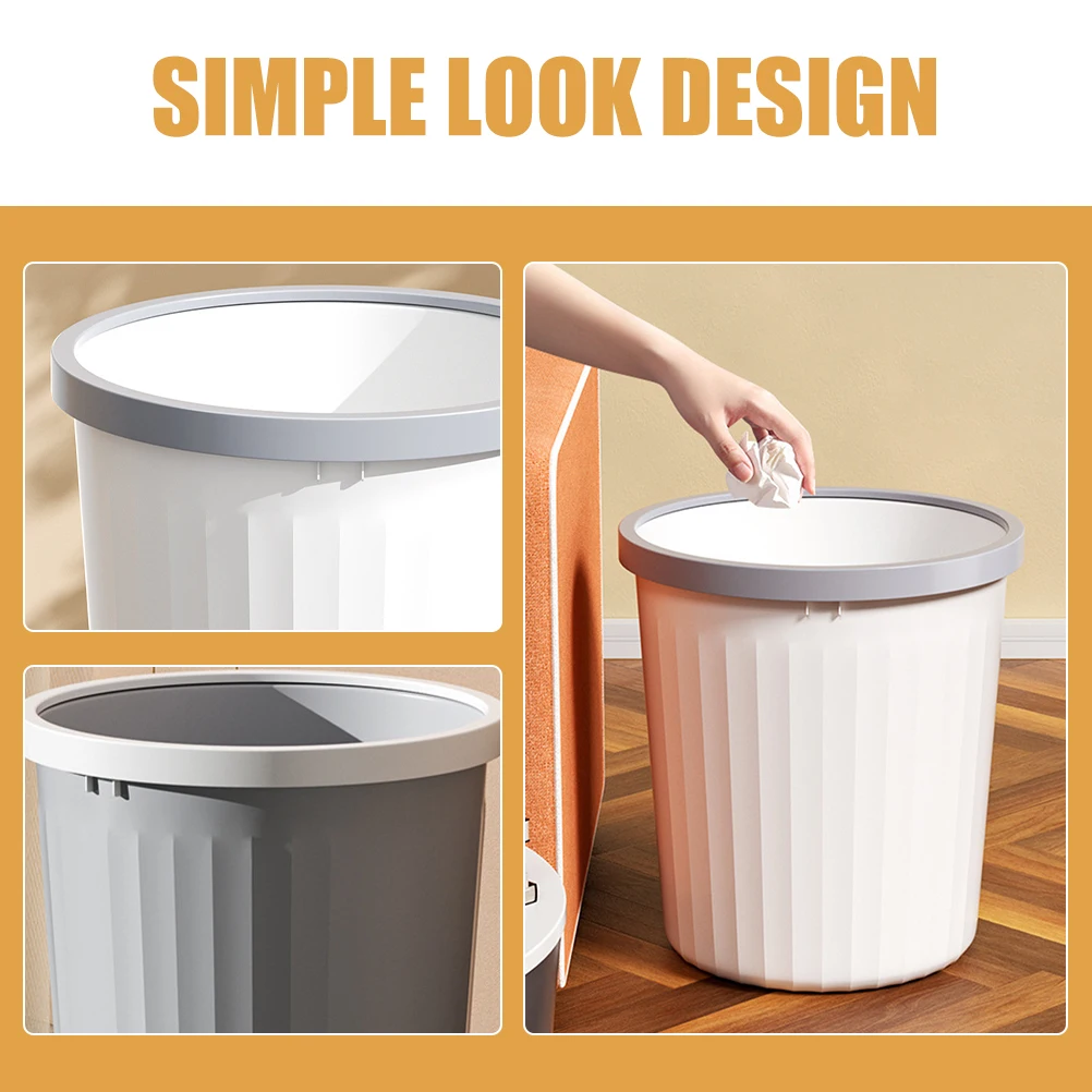 

2Pcs TrashCans WasteBucket HouseholdGarbageCan BathroomBedroomKitchen Office Trash Can LivingRoom Office GreyWhite