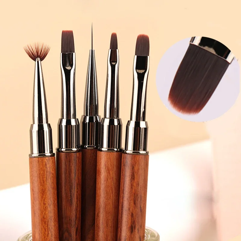 Nail Art Brush Wood Handle Nail Liner Brush Stripe Pattern Painting Acrylic UV Gel Extension Drawing Carving Pen Manicure Brush