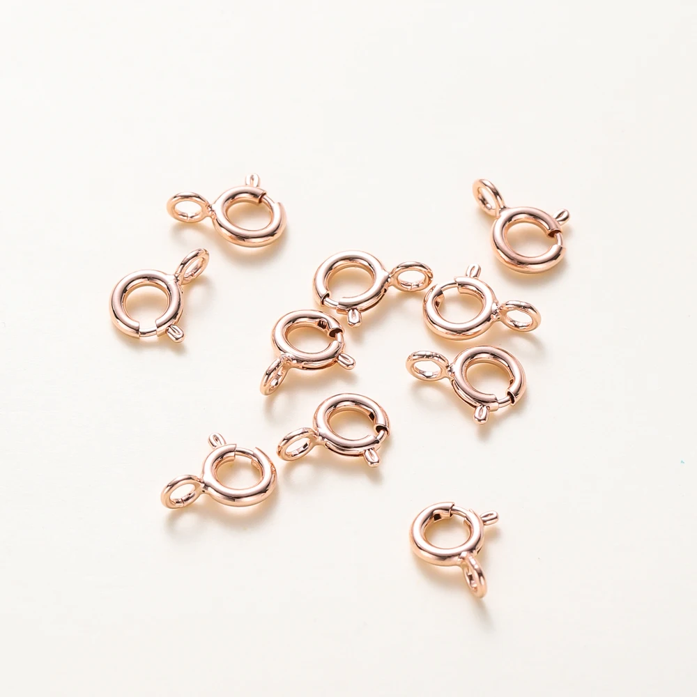 10 Stück/14K 18K Gold runder Federverschluss mit Biegering offener Verbindungsverschluss für DIY-Schmuck Halskette Kettenherstellung Zubehör