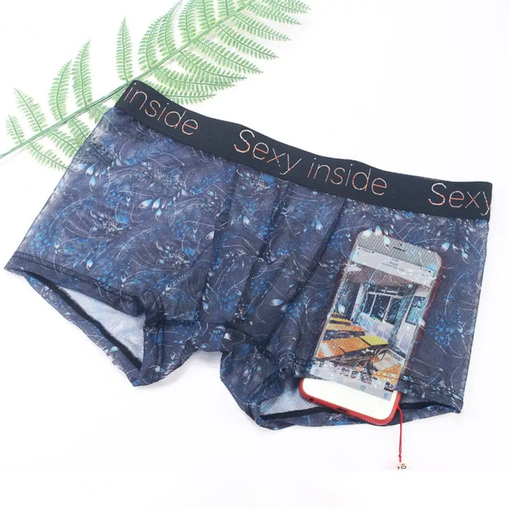 Mesh Sheer Ice Silk Men Briefs Sexy Leopard Print Underpants See Through Boxers Traceless Briefs Shorts Bulge Pouch Underwear