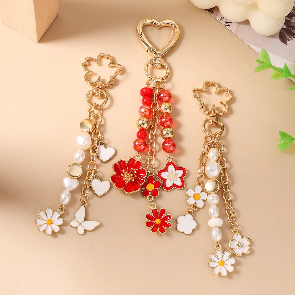 Modische Blumen-Schmetterling-Anhänger Schlüsselanhänger für Damen und Herren, Autoschlüsselhalter, Handtaschen-Schlüsselringe, DIY-Schmuckzubehör – Detail 4