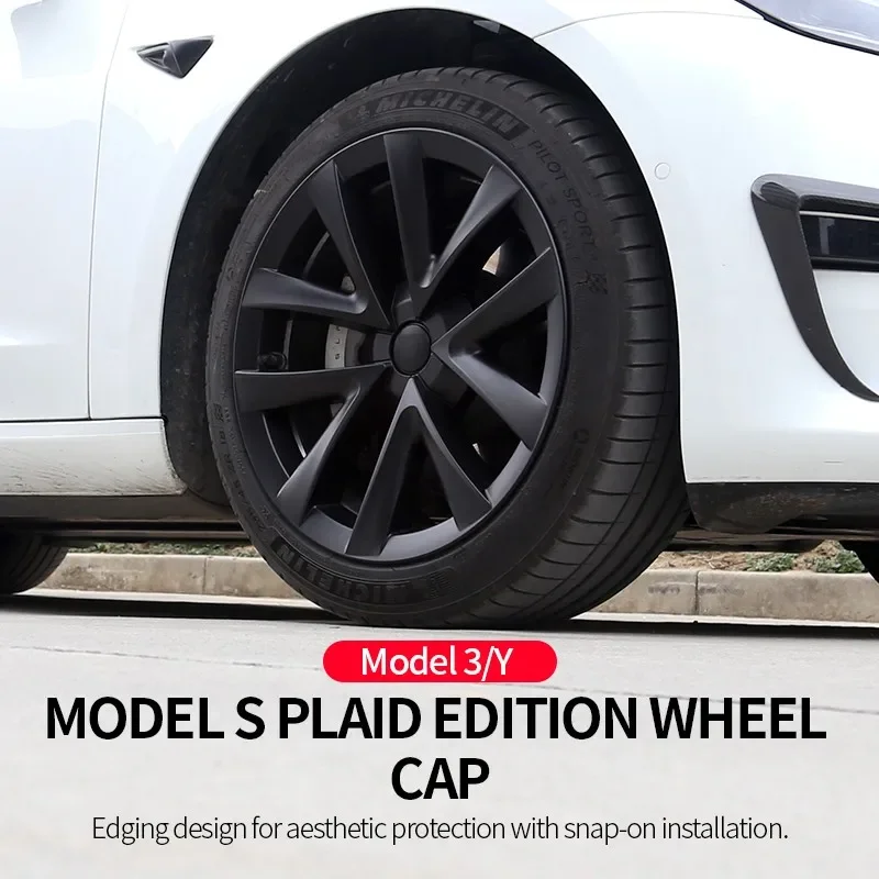 18 Inch Wheel Hub Cap For Tesla model 3  Wheel Cover Models Plaid Performance Replacemen Wheel Hubcap Full Rim Cover Accessories