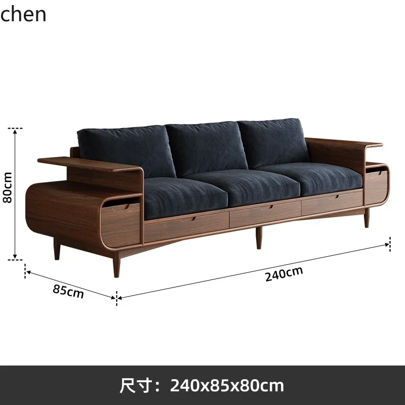 H1 Fabric Sofa Small Apartment Home Use Sofa with Drawers Storage