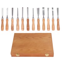 12PCS/Set Wood Carving Tools CRV Blade Wooden Handle Engraving Chisel Set for DIY Handicrafts Woodworking Graver Chisel Kit