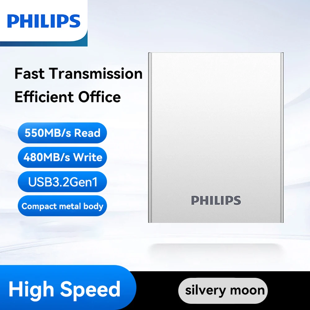 PHILIPS Portable SSD, 1TB External Solid State Drive, Speeds Up to