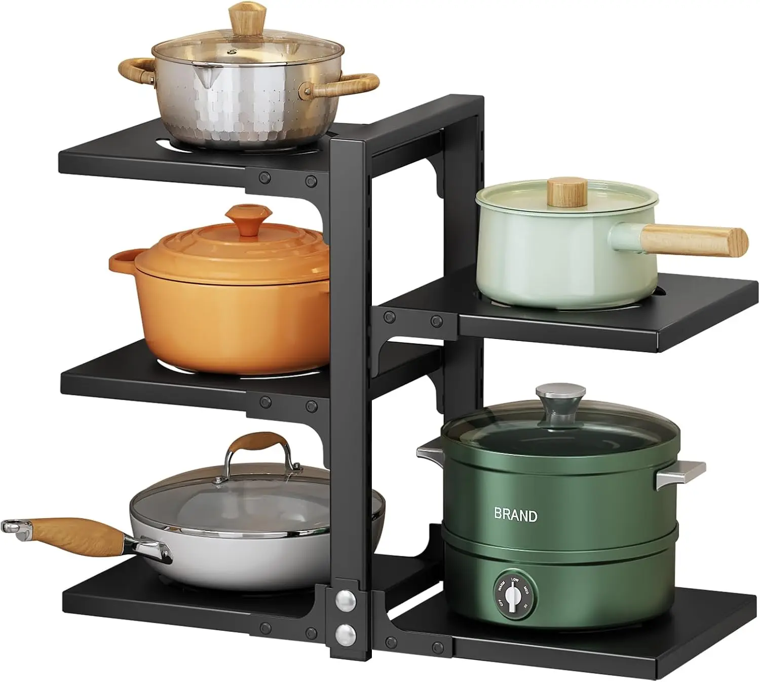 Pots and Pans Organizer for Cabinet, Heavy Duty Pot Pan Rack under Sink Organizers and Storage，Kitchen Cabinet Organizer