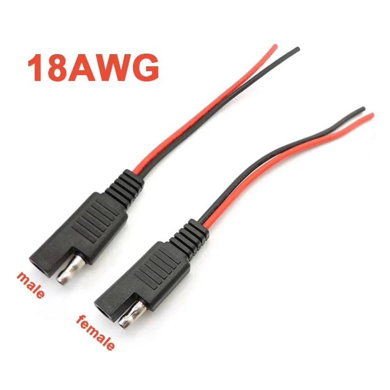 Cable de extensión de alimentación SAE, adaptador de conexión rápida, conector de 2 pines, desconexión, 10A, 1 a 2, 18awg