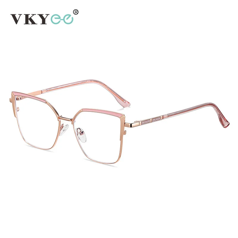 VKYEE Large Frame Fashion Cat's Eye Personality Design Photochromism Women's Anti-blue Light Glasses Customizable Prescription