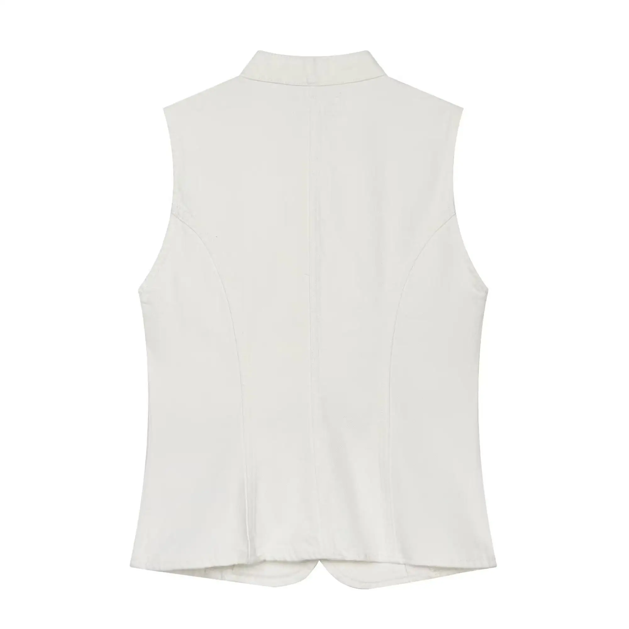 TFMLN Elegante Damen-Weste mit Stehkragen, ärmellos, Sommer-Mode, High-Street-Stil, unregelmäßige Einreiher-Tanktops, Neu 2026 – Detail 10