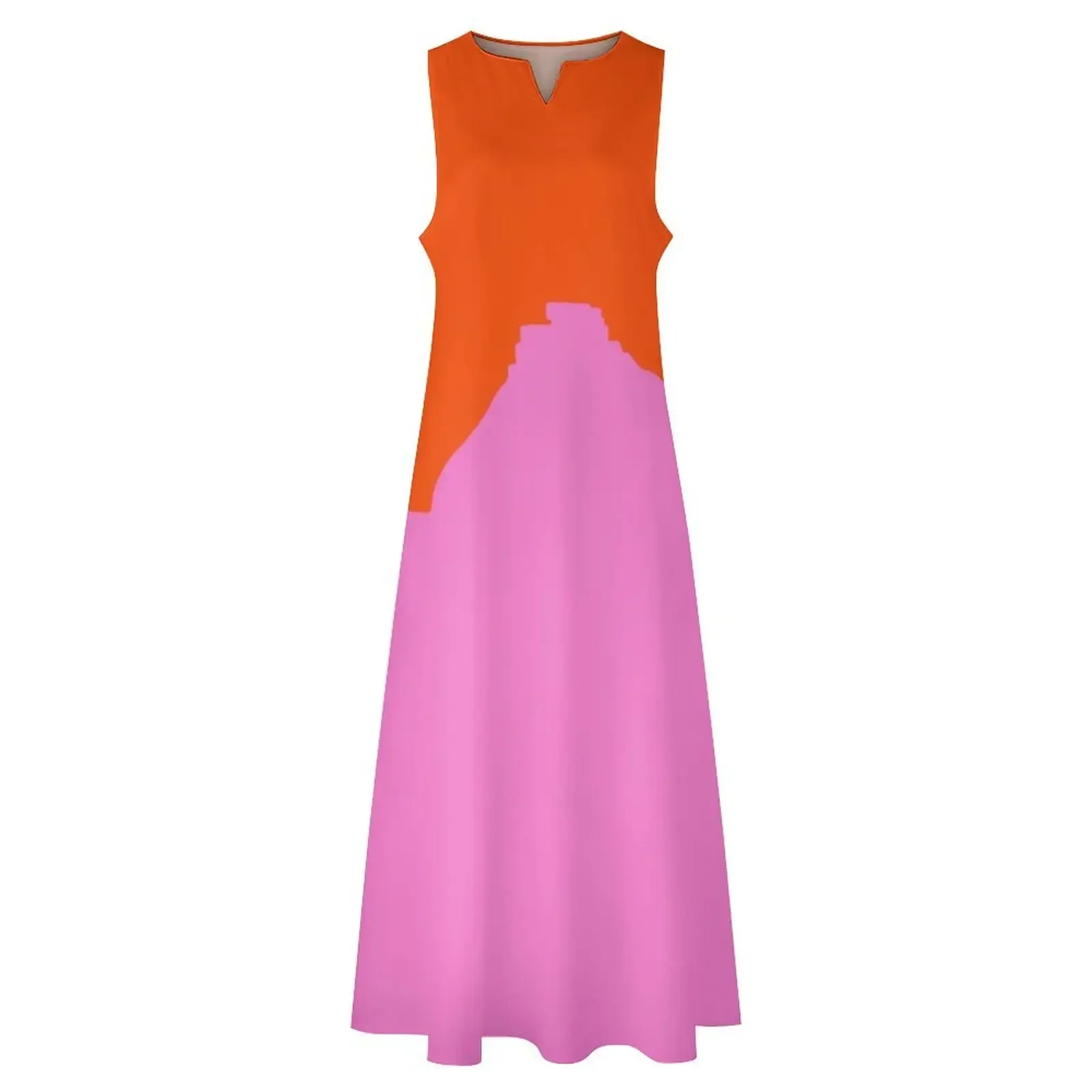 ピンクの山とオレンジ色の空のロングドレス、ラグジュアリーなレディースイブニングドレス、2025年夏の女性用プロムガウン、バンデージドレス