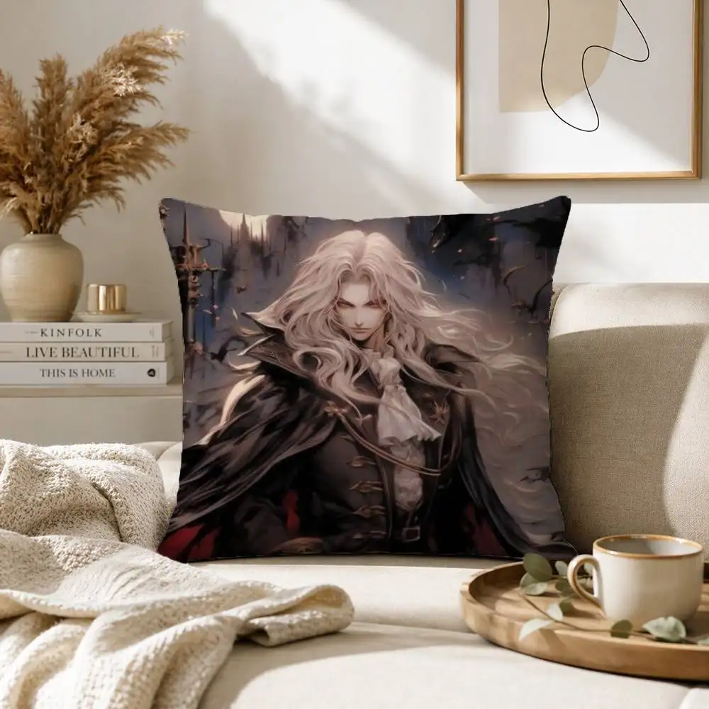 A-Alucard Castlevania Dark Gothic Game Pillow Case Pattern Printed Pillowcase For Living Room Sofa Cushion Cover