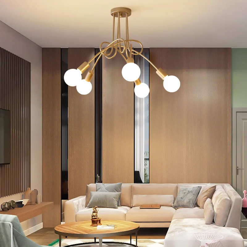 pendant lamps Modern living room cream style main light Simple gold branch shaped American retro style bedroom chandelier