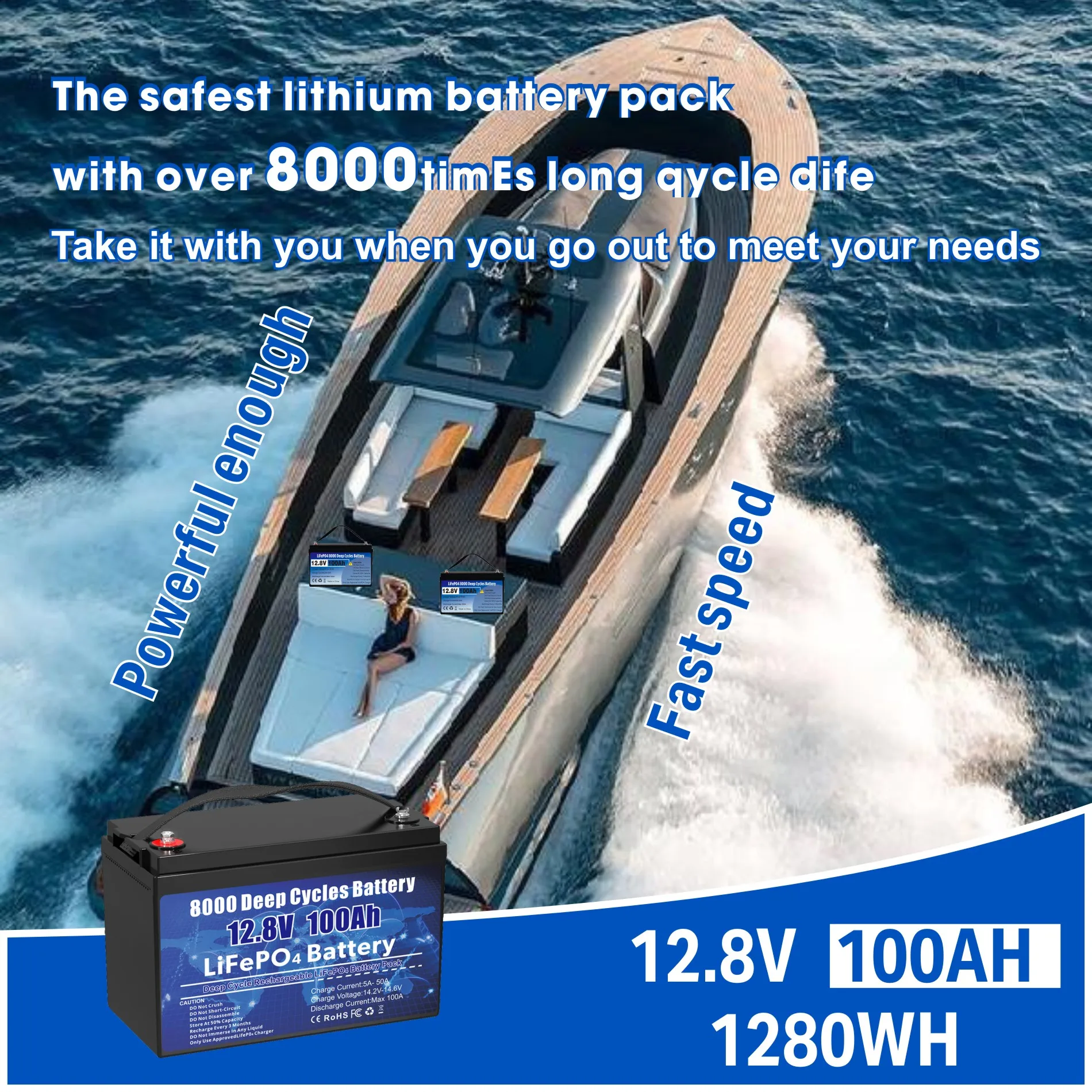 VEMDIA LiFePO4 Lithium Battery 12V 100Ah Deep Cycle Rechargeable Lithium Iron Phosphate Rechargeable Battery