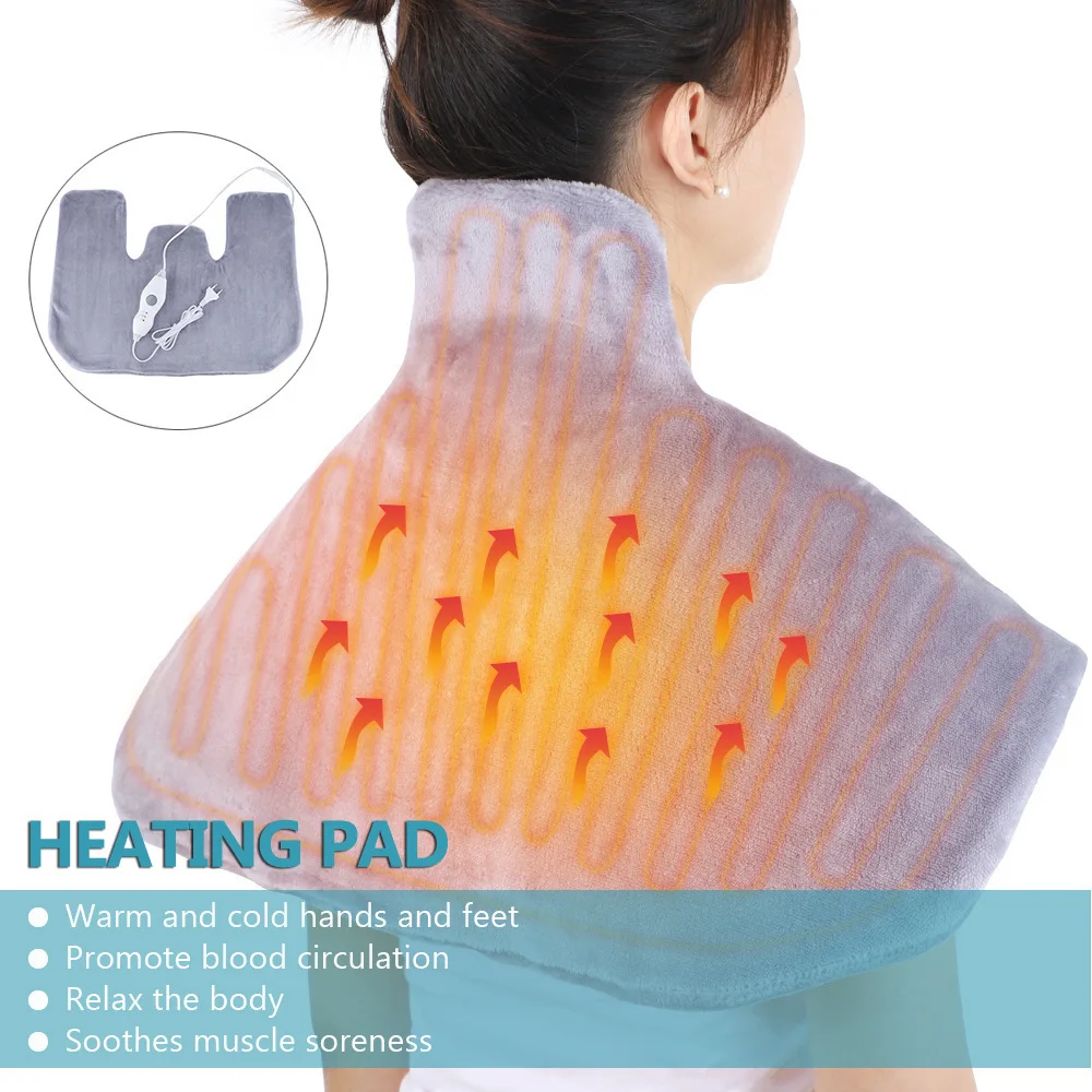 

Heating Pad for Neck and Shoulders, Back，Electric Heated Neck Shoulder Wrap for Pain Relief 4 Heat Settings