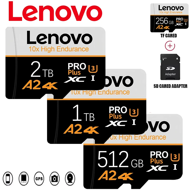 Tarjeta de memoria SD de capacidad Real Lenovo, tarjeta Micro TF de 2TB, 1TB, 512GB, Micro tarjeta SD, 128GB, 256GB para teléfono de PC Nintendo Switch