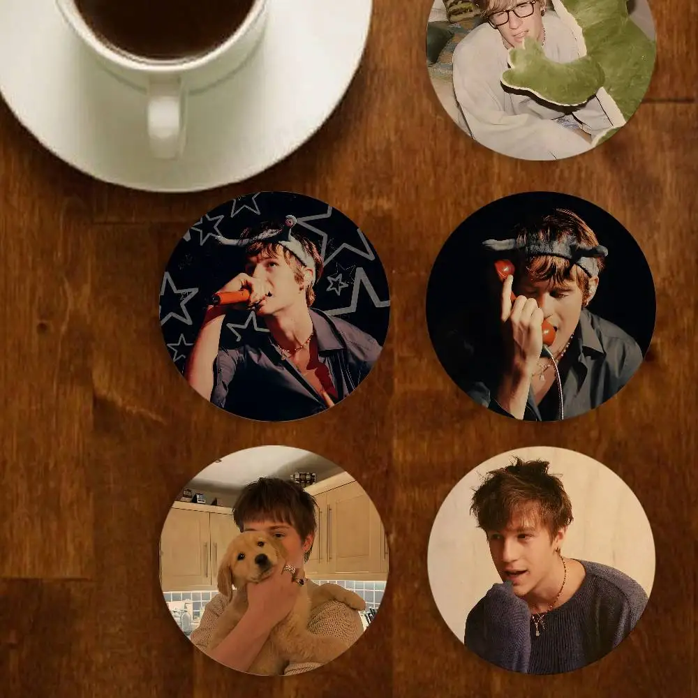 Singer M-Malcolm Earrings T-Todd Wooden Coaster Round Anti-Scald Anti-Slip Properties for Home Tabletop Coffee shop Decor