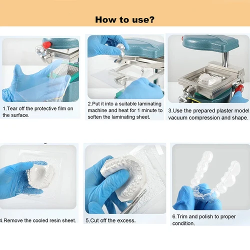Imagen 2 del producto Hoja formadora al vacío, retenedor de férula, rebanada, ortodoncia Dental, plástico cuadrado suave/duro, Material termoformado de 0,8/1,0/1,5/2,0mm