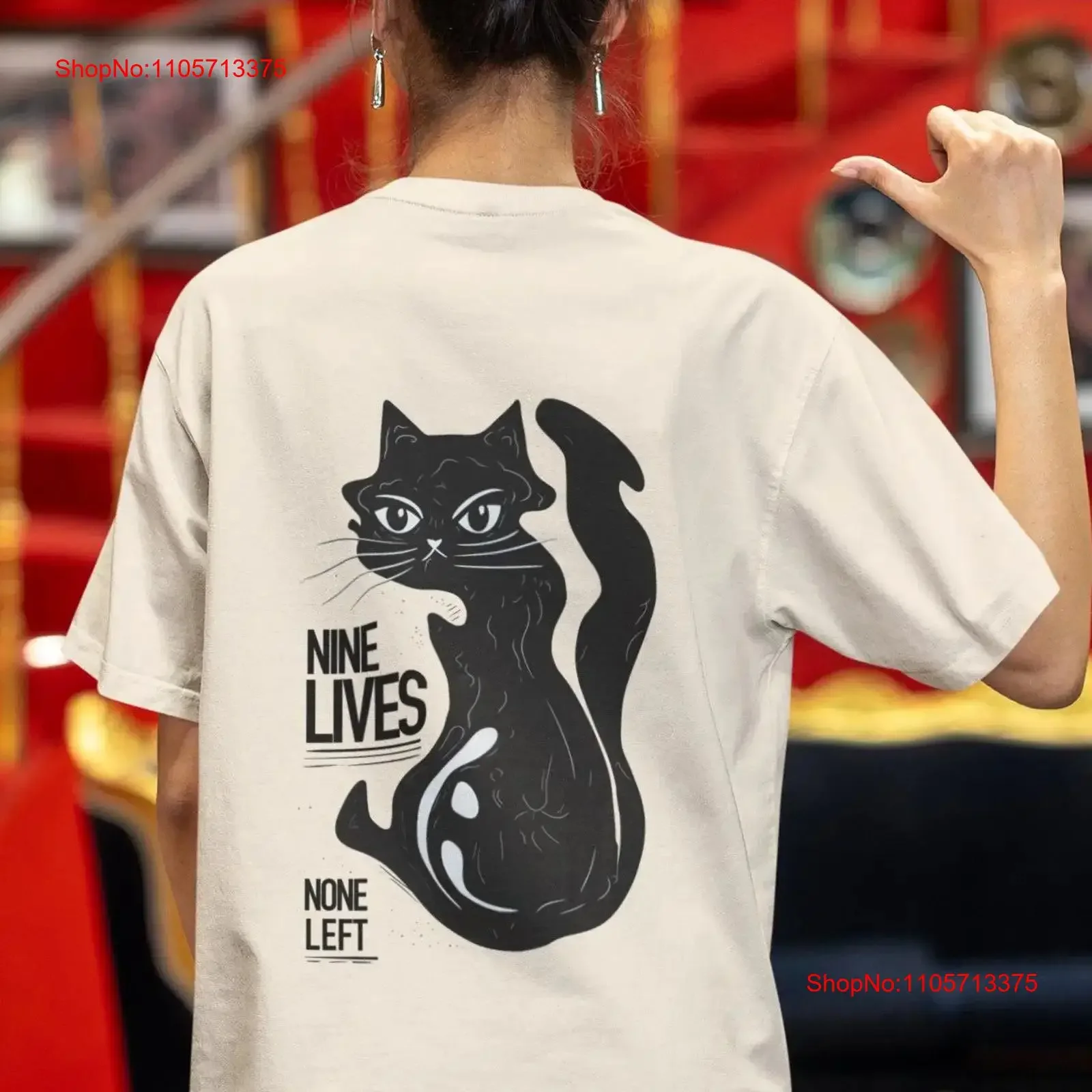 Nine Lives T Shirt Memento Mori and Carpe Diem Design Unique for Cat Lovers Philosophers Live your Life Passion vintage Washed