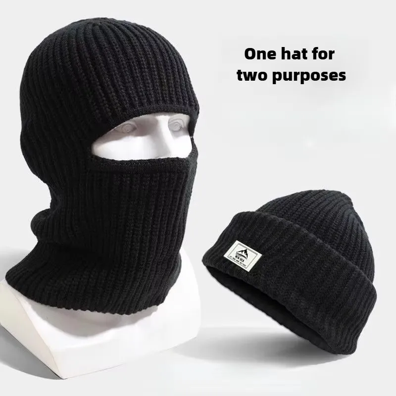 Inverno 2 em 1 máscara gorros chapéus de malha quente balaclava chapéus à prova de vento sólido rosto cheio gorro de esqui tátic