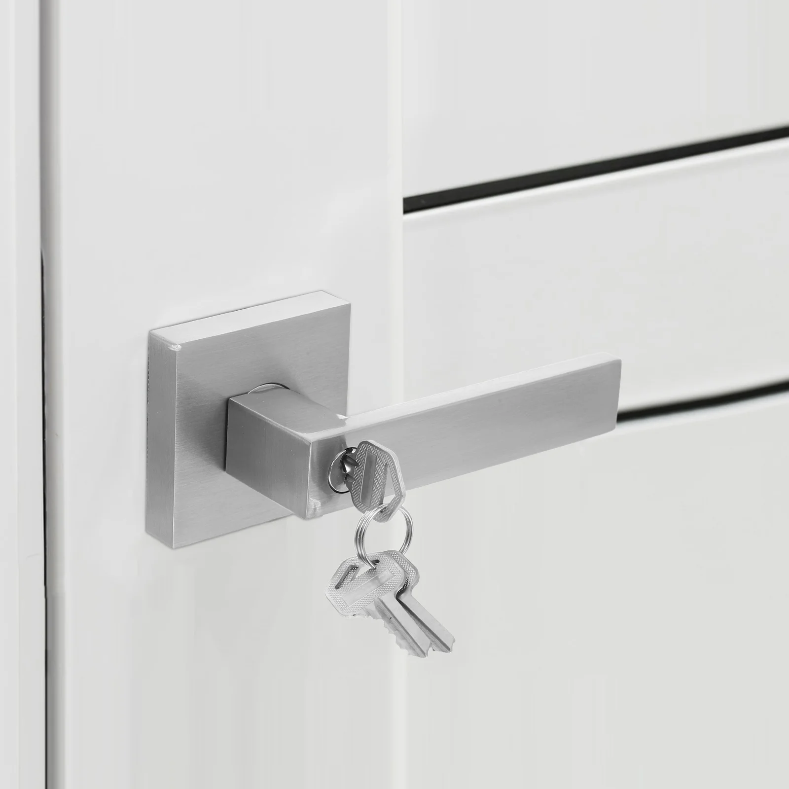 

Black Matte Square Aluminum Alloy Door Knob Lock Bedroom Door Handle with Key Internal Room Lock for Home Office Bathroom