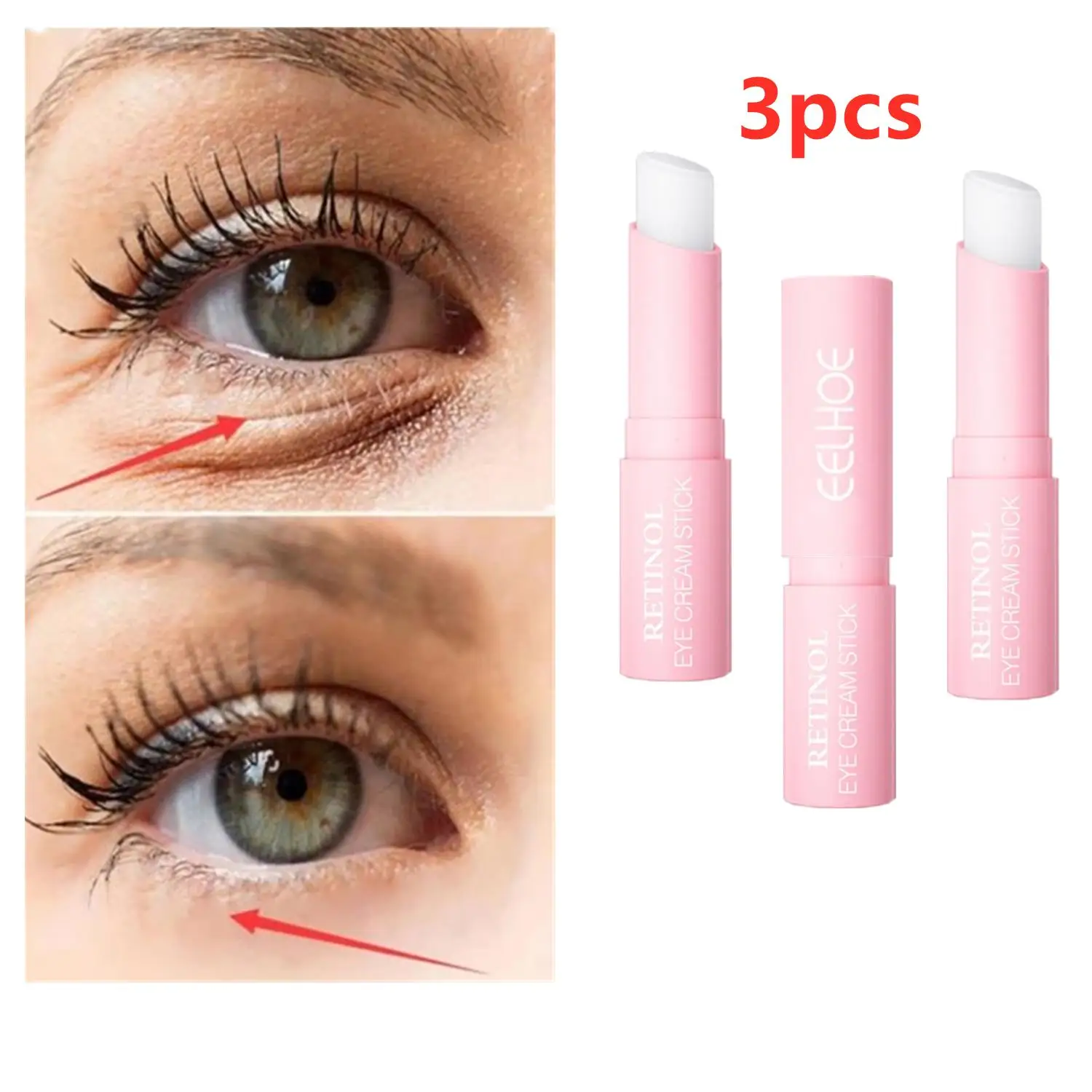 3pcs EELHOE Anti-wrinkle Eye Cream Retinol Anti Puffiness Remove Dark Circles Eye Bags Stick Fade Fine Line Moisturizing