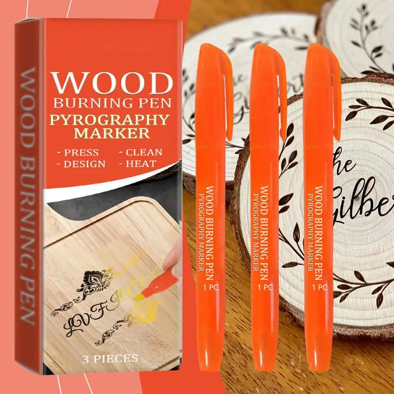 Multifuncional portátil Wood Burning Marker, Caneta Pyrography, Scorch, Arte, Artistas, Iniciantes, 3 pcs