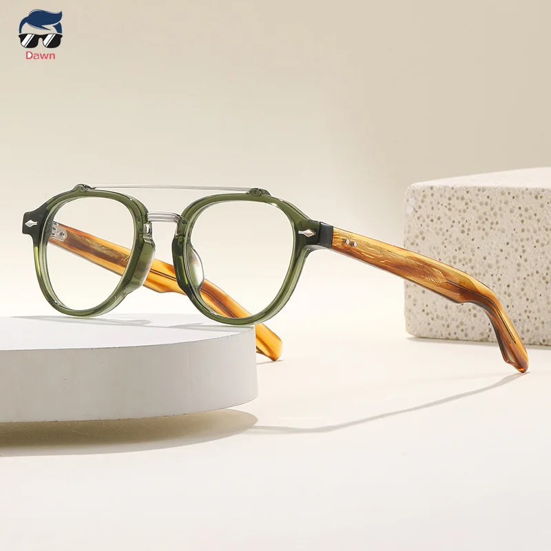 

Элитные Новые Очки с Двойной Оправой в Корейском Ретро-Стиле для Мужчин и Женщин, Готовые к Диоптриям