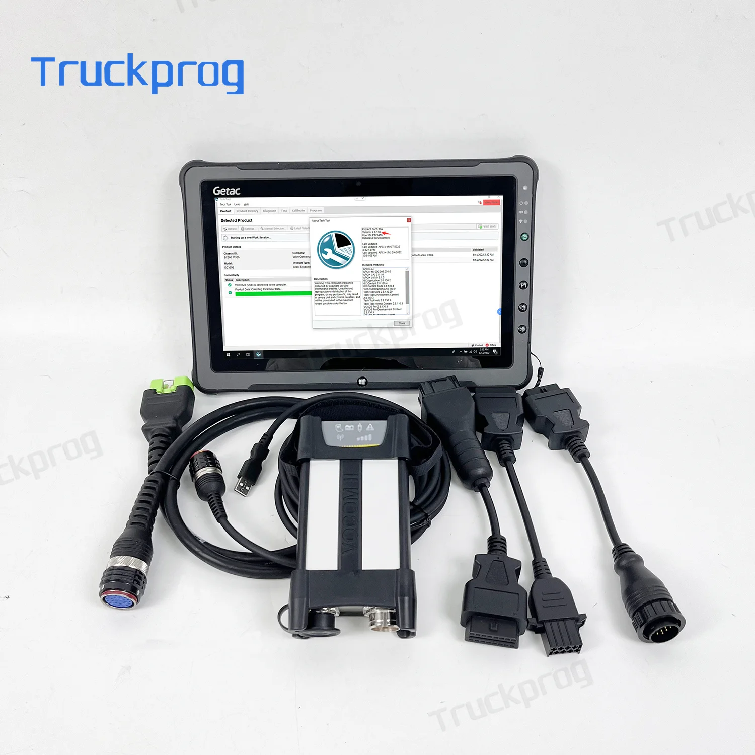 

For Vocom II 88894000 88890300 VOCOM 2 Tech Tool Truck Diagnostic Kit+PTT V2.8 Software Preinstall Diagnostic F110 tablet