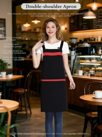 Two-Tone Twill Work Apron Coverall with Cross Back Straps-Professional Design for Restaurants Supermarkets Hotel Staff Uniforms