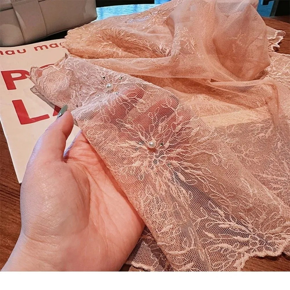 

Versatile Retro Lace Scarf Elegant Literary Style Embroidered Scarf 130×30cm Embroidered Flower Headscarf for Women