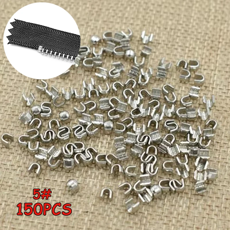 150 Stück 5 #   Hochwertiger U-förmiger Metall-Reißverschluss-Stopper DIY Nähzubehör für Kleidung und Hosen