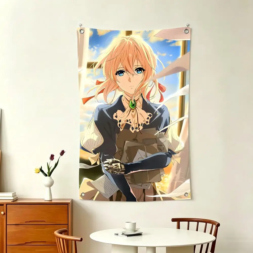 Nostalgic Healing Anime V-Violet Evergarden Flags Home Decor Wall Hanging Vertical Flags Indoor Outdoor