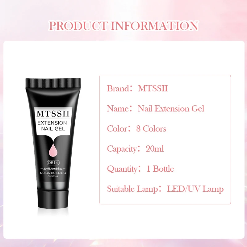 5PCS/Set 20ml Poly Nail Extension Gel Set Soak Off UV LED Acrylic Crystal White Clear Nude Pink Gel Nail UV Construction Gel Kit gallery 5