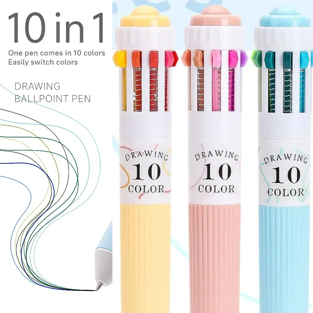 Macaron 10-in-1 Farbige Kugelschreiber 28/60 Farben 0,8mm Glatt Schreibende Zeichenstifte Einziehbarer Kugelschreiber für Schule Party Geschenk