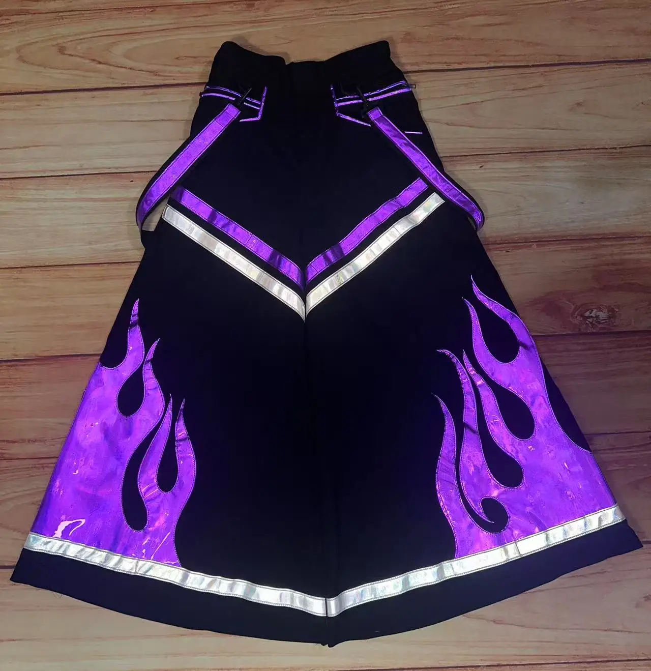 PHATTPANT Fluoreszierend Melbourne DJ PHAT Celana Shuffle Raver Bijih Techno Hardstyle Fire Tanz Selang Celana Ungu Api C099