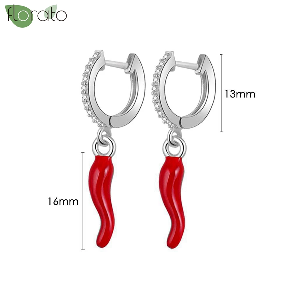 925 Sterling Silver Needle Red Pepper Pendant Hoop Earrings for Women Fashion Exquisite Long Earrings Party Trend Jewelry Gifts