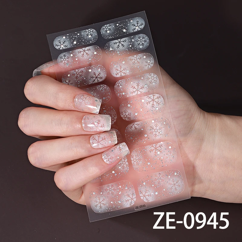 16 Tipps DIY backfreie Nagelaufkleber Glitzer Weihnachten Schneeflocke selbstklebende Nagelfolien vollständige Abdeckung Maniküre Dekoration Nagelaufkleber