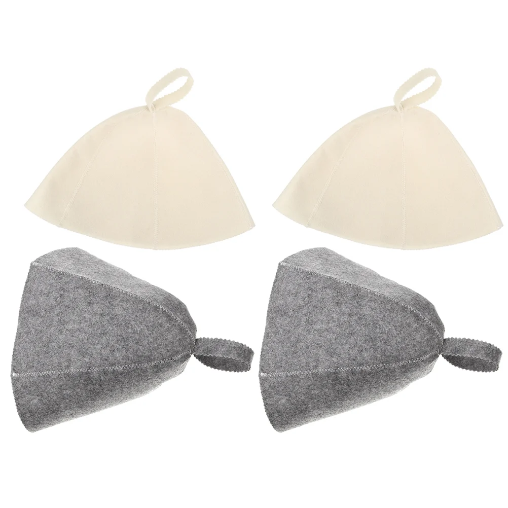 4 Pcs Felt Shower Cap Sauna Accessories Bath Hat Finnish Breathable Bathroom Heat Insulation Fruit Man